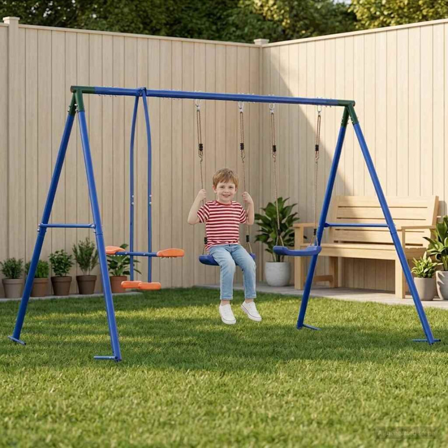 vidaXL Buiten Schommelset Meerkleurig 263 x 185 x 185 cm Staal en PE vidaXL Buiten Schommelset Meerkleurig 263 x 185 x 185 cm Staal en PE afbeelding 1