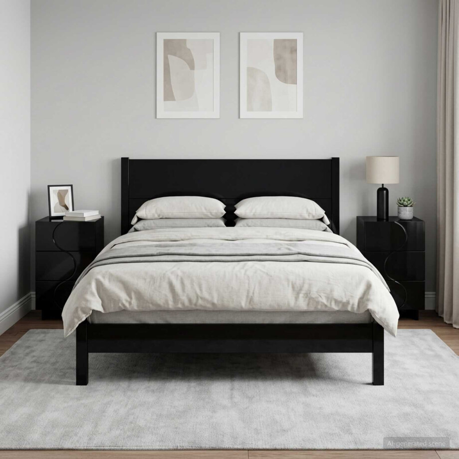 vidaXL Nachtkastje 2 st Zwart 33,5 x 34,5 x 60 cm Bewerkt hout afbeelding 1