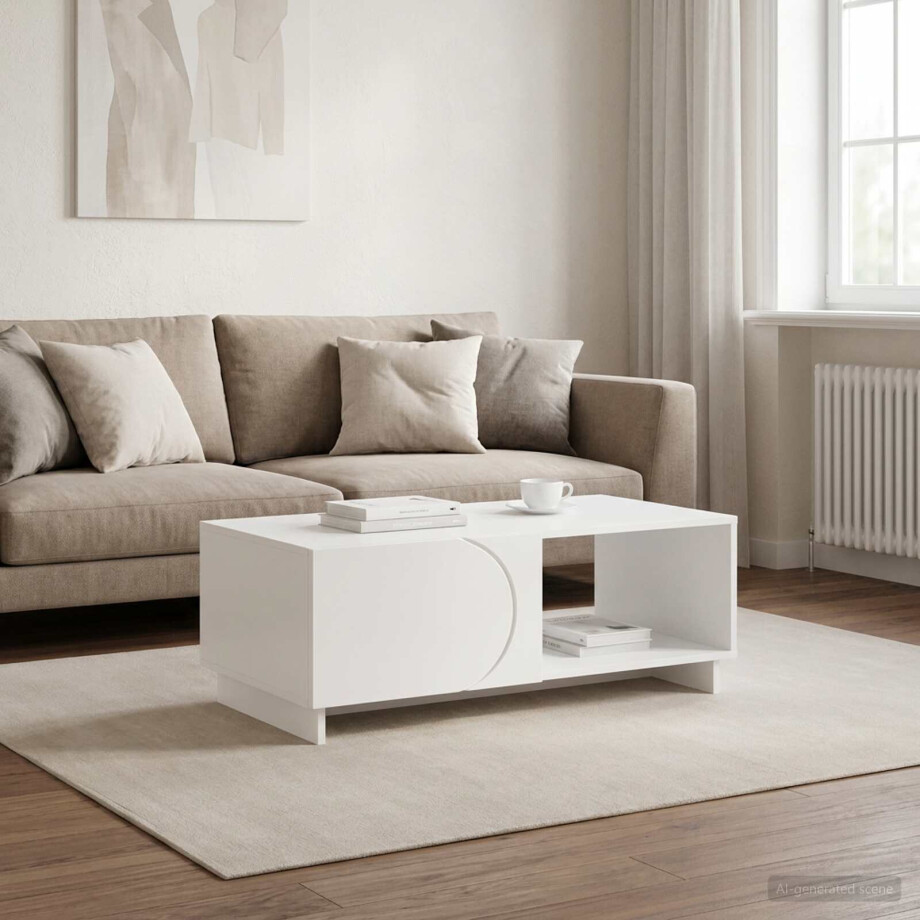 vidaXL Salontafel Wit 95 x 50,5 x 35 cm Bewerkt hout vidaXL Salontafel Wit 95 x 50,5 x 35 cm Bewerkt hout afbeelding 1
