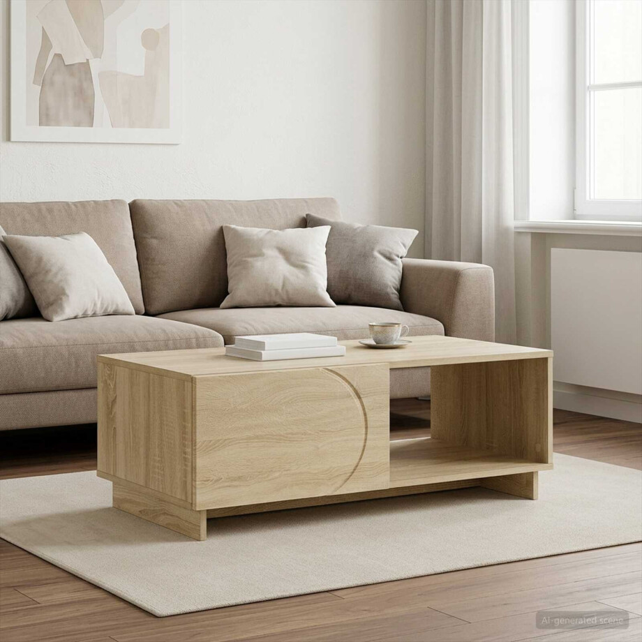 vidaXL Salontafel Sonoma Eiken 95 x 50,5 x 35 cm Bewerkt hout afbeelding 1