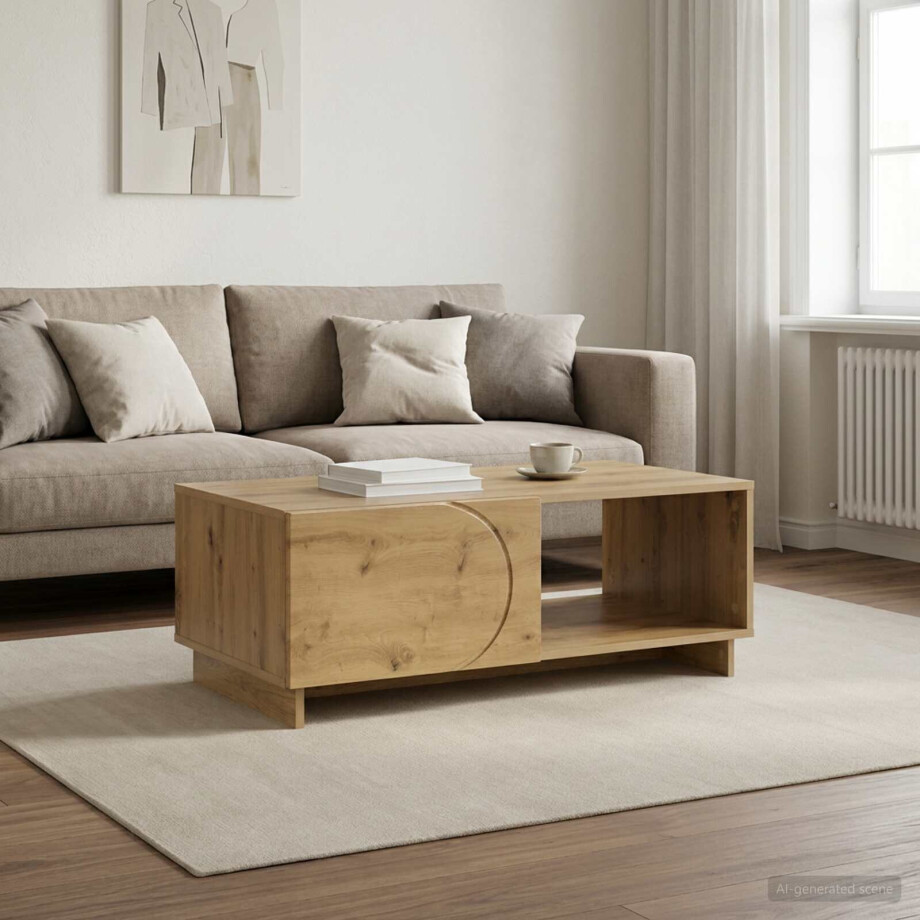vidaXL Salontafel Artisanaal eiken 95 x 50,5 x 35 cm Bewerkt hout afbeelding 1