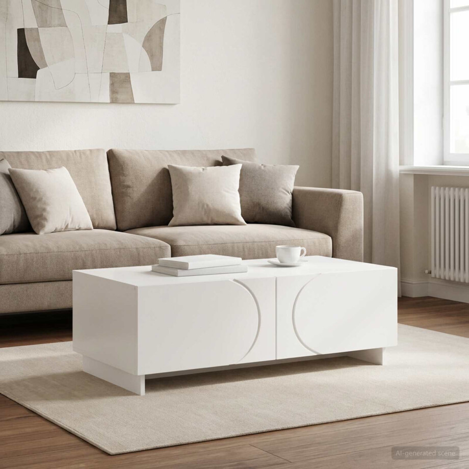 vidaXL Salontafel Wit 102 x 50,5 x 35 cm Bewerkt hout vidaXL Salontafel Wit 102 x 50,5 x 35 cm Bewerkt hout afbeelding 1