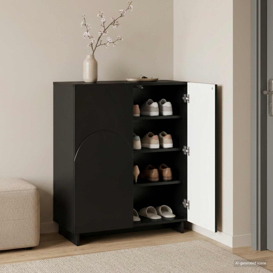 vidaXL Schoenenkast 73 x 38 x 87,5 cm Bewerkt hout Zwart vidaXL Schoenenkast 73 x 38 x 87,5 cm Bewerkt hout Zwart afbeelding 1