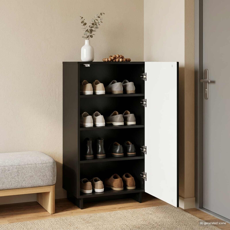vidaXL Schoenenkast 48 x 38 x 87,5 cm Bewerkt hout Zwart vidaXL Schoenenkast 48 x 38 x 87,5 cm Bewerkt hout Zwart afbeelding 1