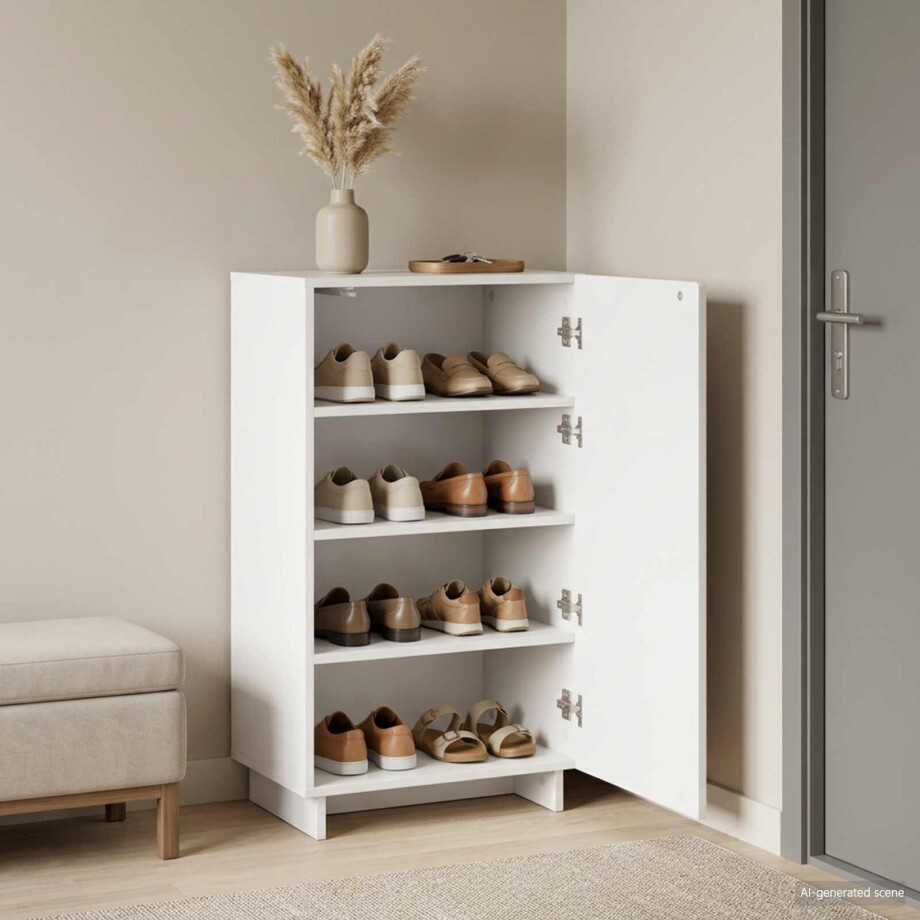 vidaXL Schoenenkast 48 x 38 x 87,5 cm Bewerkt hout Hoogglans Wit afbeelding 1