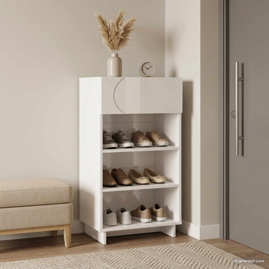 vidaXL Schoenenkast 48 x 38 x 87,5 cm Bewerkt hout Hoogglans Wit afbeelding 1