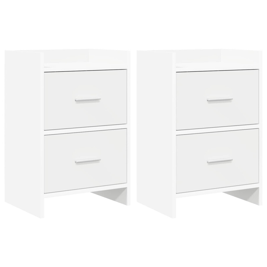 vidaXL Nachtkastjes 2 st Wit 40 x 30 x 60 cm Bewerkt hout afbeelding 1