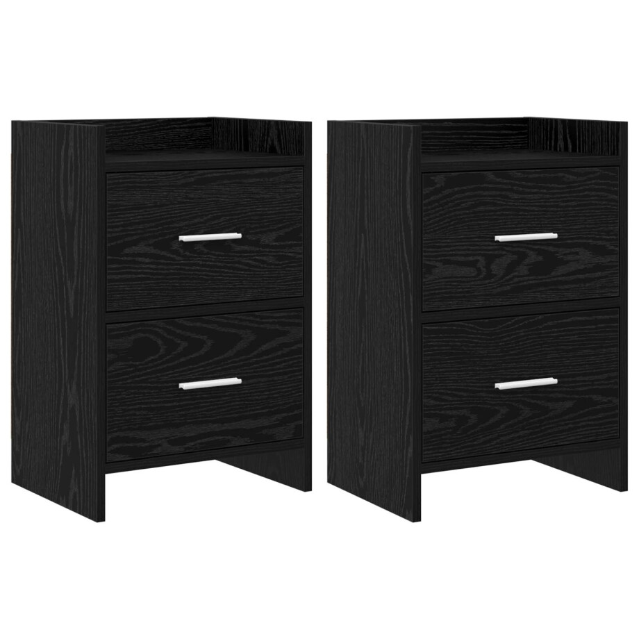 vidaXL Nachtkastjes 2 st Zwart eiken 40 x 30 x 60 cm Bewerkt hout afbeelding 1