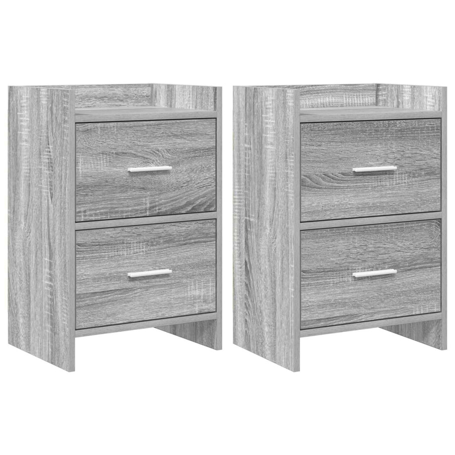 vidaXL Nachtkastjes 2 st Grijs Sonoma 40 x 30 x 60 cm Bewerkt hout afbeelding 1
