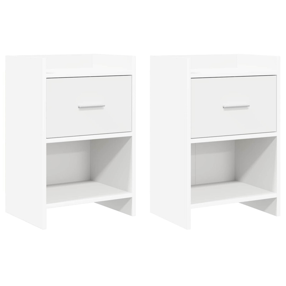 vidaXL Nachtkastjes 2 st Wit 40 x 30 x 60 cm Bewerkt hout afbeelding 1