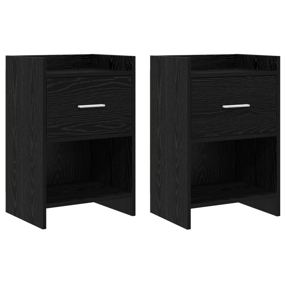 vidaXL Nachtkastjes 2 st Zwart eiken 40 x 30 x 60 cm Bewerkt hout vidaXL Nachtkastjes 2 st Zwart eiken 40 x 30 x 60 cm Bewerkt hout afbeelding 1