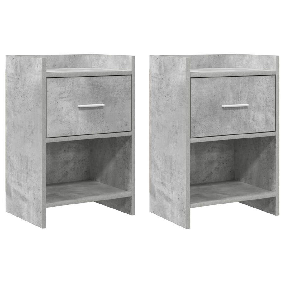vidaXL Nachtkastjes 2 st Betongrijs 40 x 30 x 60 cm Bewerkt hout vidaXL Nachtkastjes 2 st Betongrijs 40 x 30 x 60 cm Bewerkt hout afbeelding 1