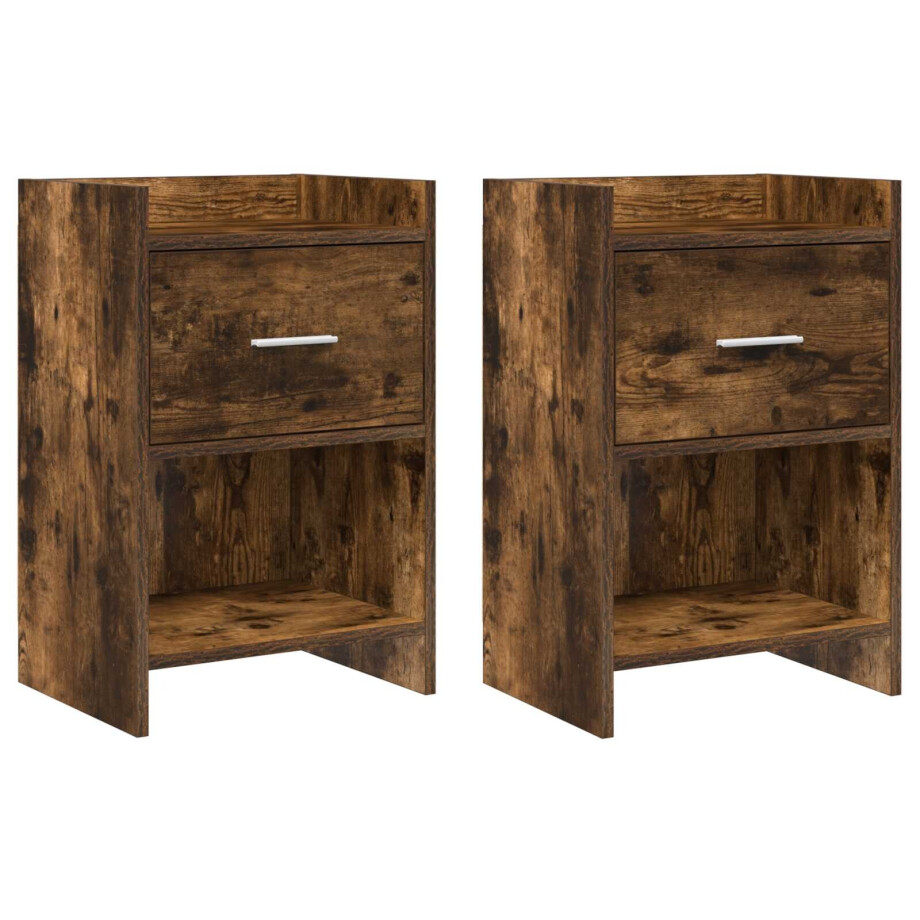 vidaXL Nachtkastjes 2 st Gerookt eiken 40 x 30 x 60 cm Bewerkt hout vidaXL Nachtkastjes 2 st Gerookt eiken 40 x 30 x 60 cm Bewerkt hout afbeelding 1