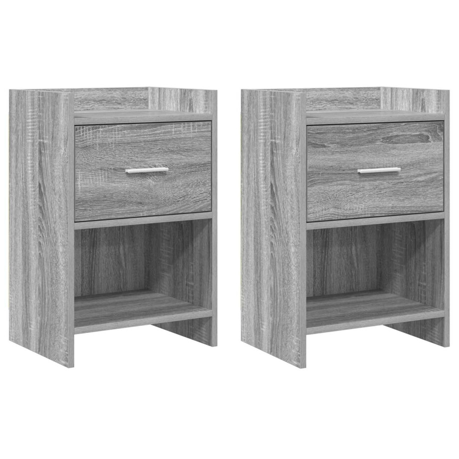 vidaXL Nachtkastjes 2 st Grijs Sonoma 40 x 30 x 60 cm Bewerkt hout afbeelding 1