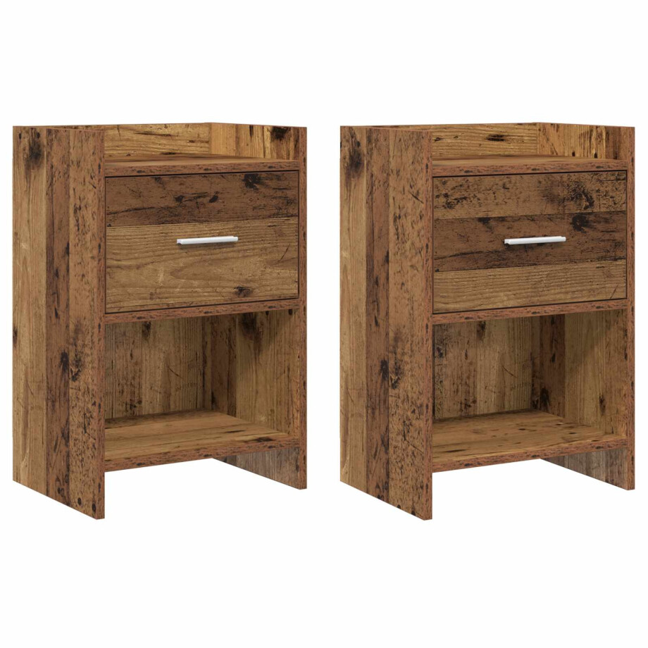 vidaXL Nachtkastjes 2 st Oud hout 40 x 30 x 60 cm Bewerkt hout afbeelding 1