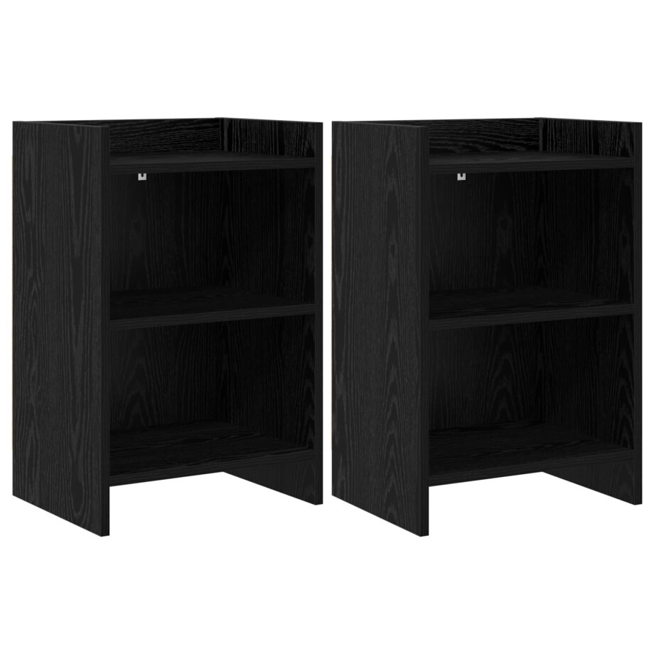 vidaXL Nachtkastjes 2 st Zwart eiken 40 x 30 x 60 cm Bewerkt hout afbeelding 1