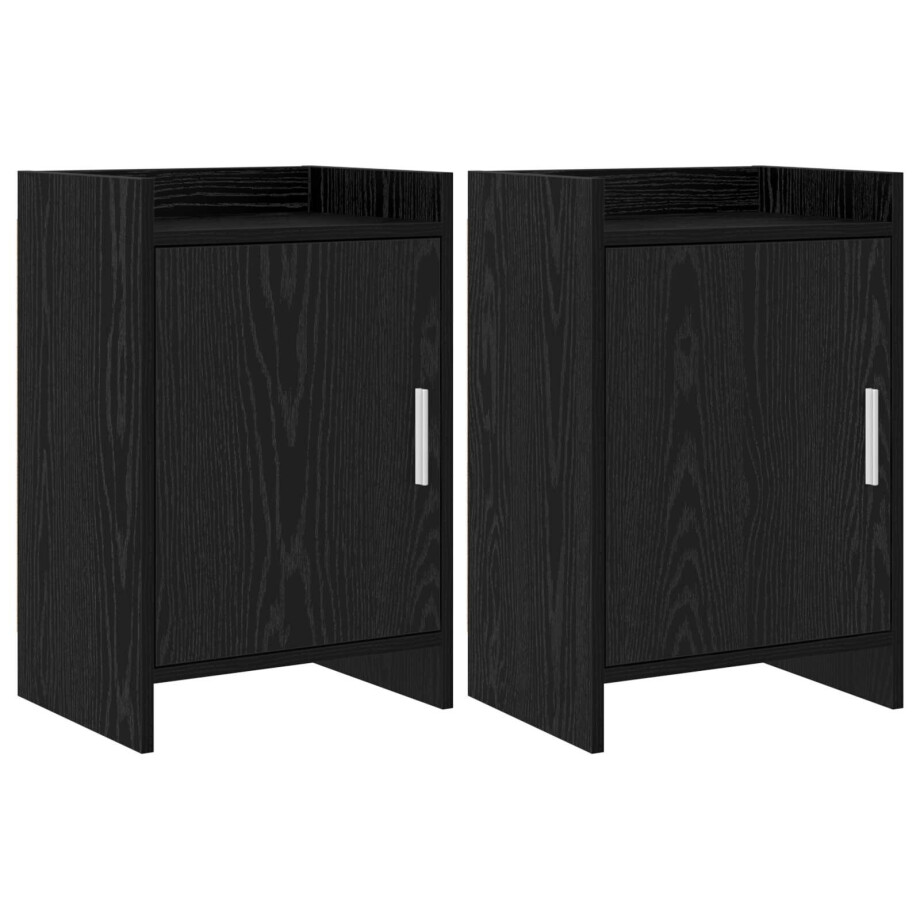 vidaXL Nachtkastjes 2 st Zwart eiken 40 x 30 x 60 cm Bewerkt hout afbeelding 1