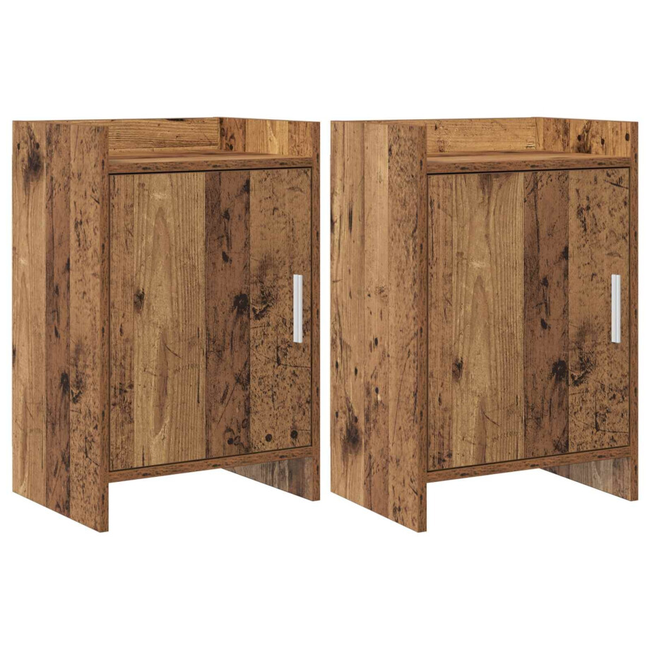 vidaXL Nachtkastjes 2 st Oud hout 40 x 30 x 60 cm Bewerkt hout afbeelding 1