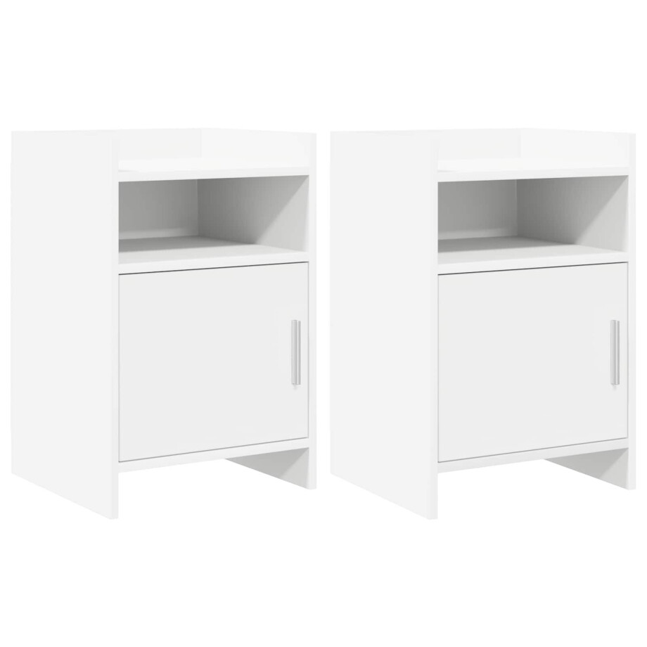 vidaXL Nachtkastjes 2 st Wit 40 x 36 x 60 cm Bewerkt hout afbeelding 1