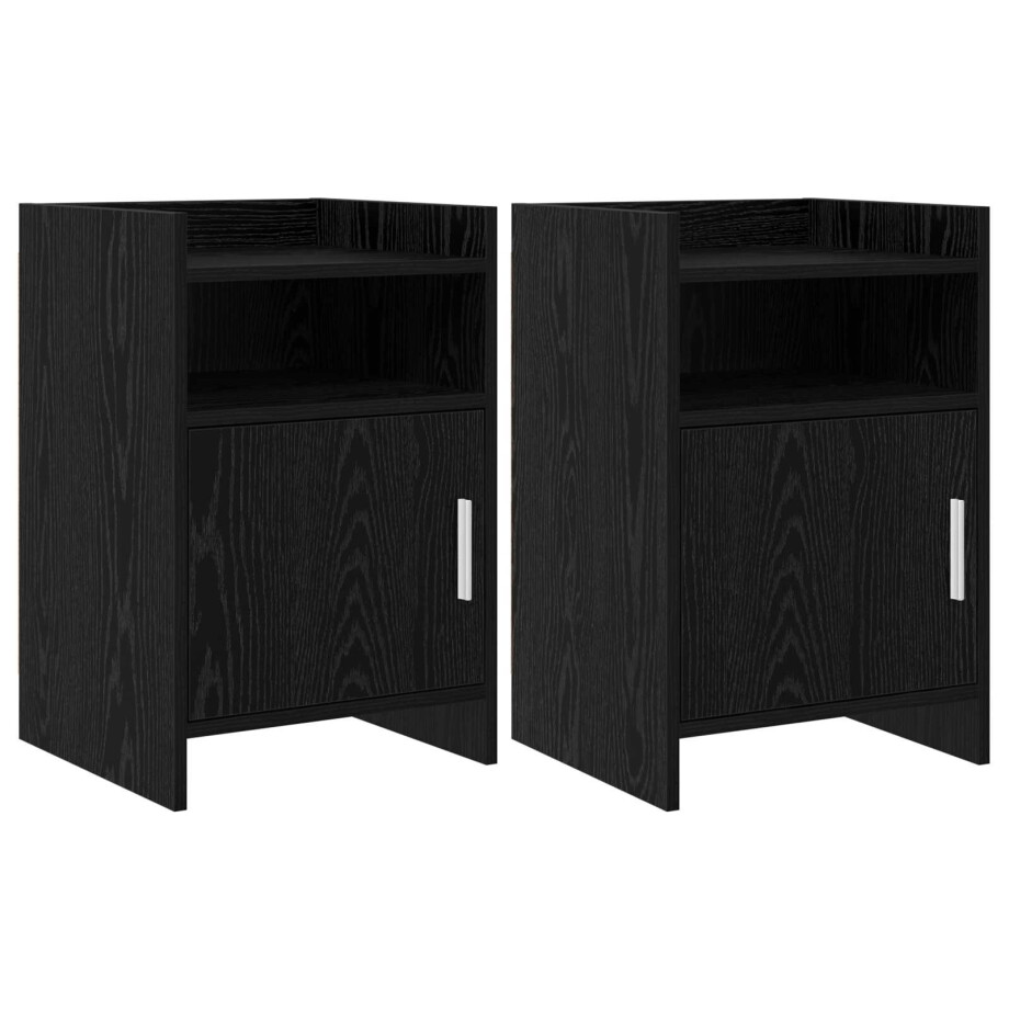 vidaXL Nachtkastjes 2 st Zwart eiken 40 x 36 x 60 cm Bewerkt hout afbeelding 1
