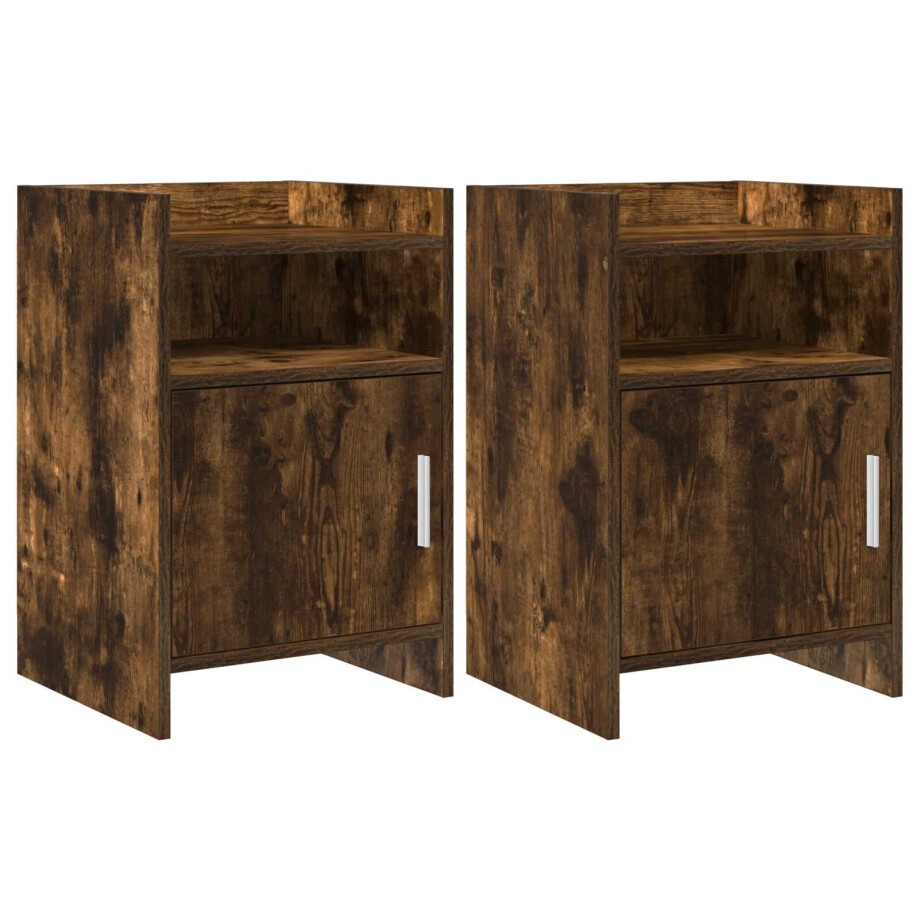vidaXL Nachtkastjes 2 st Gerookt eiken 40 x 36 x 60 cm Bewerkt hout vidaXL Nachtkastjes 2 st Gerookt eiken 40 x 36 x 60 cm Bewerkt hout afbeelding 1