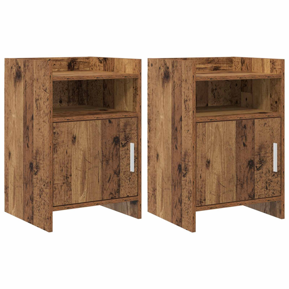 vidaXL Nachtkastjes 2 st Oud hout 40 x 36 x 60 cm Bewerkt hout afbeelding 1