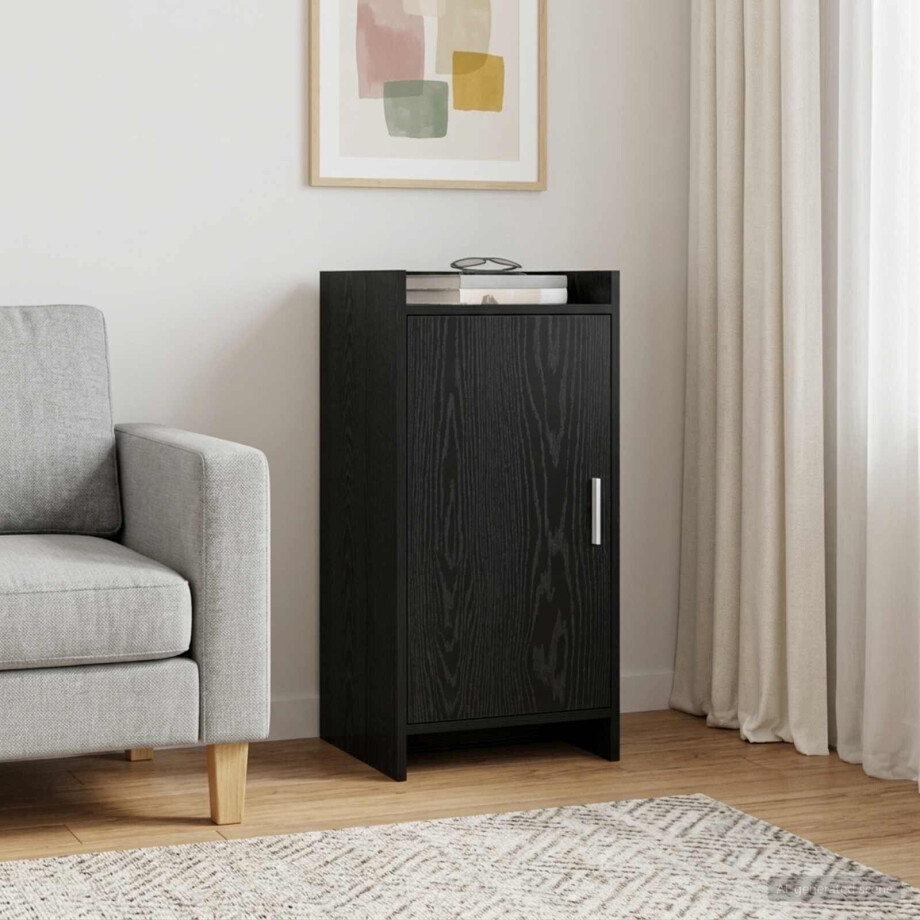 vidaXL Dressoir Zwart eiken 40 x 36 x 80 cm Bewerkt hout vidaXL Dressoir Zwart eiken 40 x 36 x 80 cm Bewerkt hout afbeelding 1