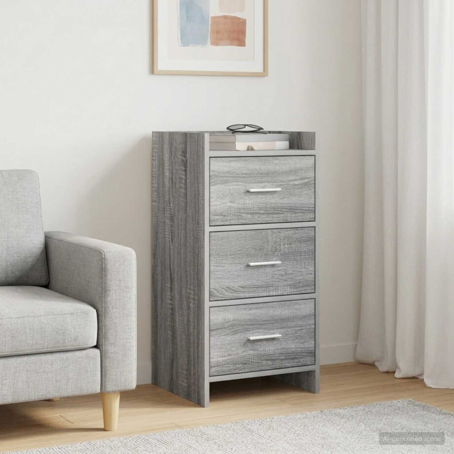 vidaXL Dressoir Grijs Sonoma 40 x 36 x 80 cm Bewerkt hout afbeelding 1