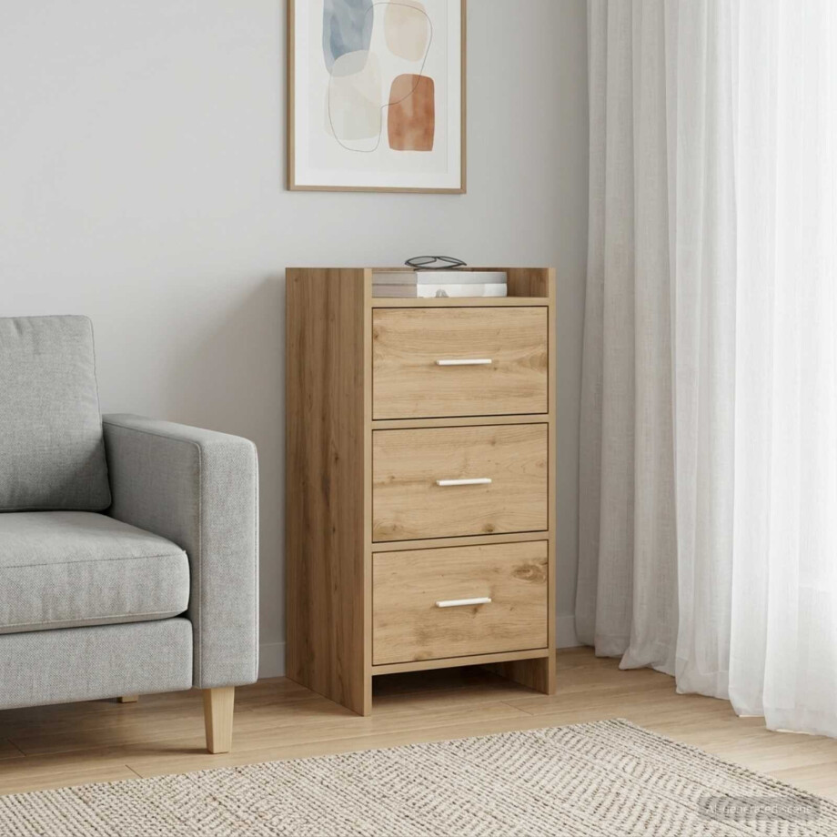 vidaXL Dressoir Artisanaal eiken 40 x 36 x 80 cm Bewerkt hout afbeelding 1