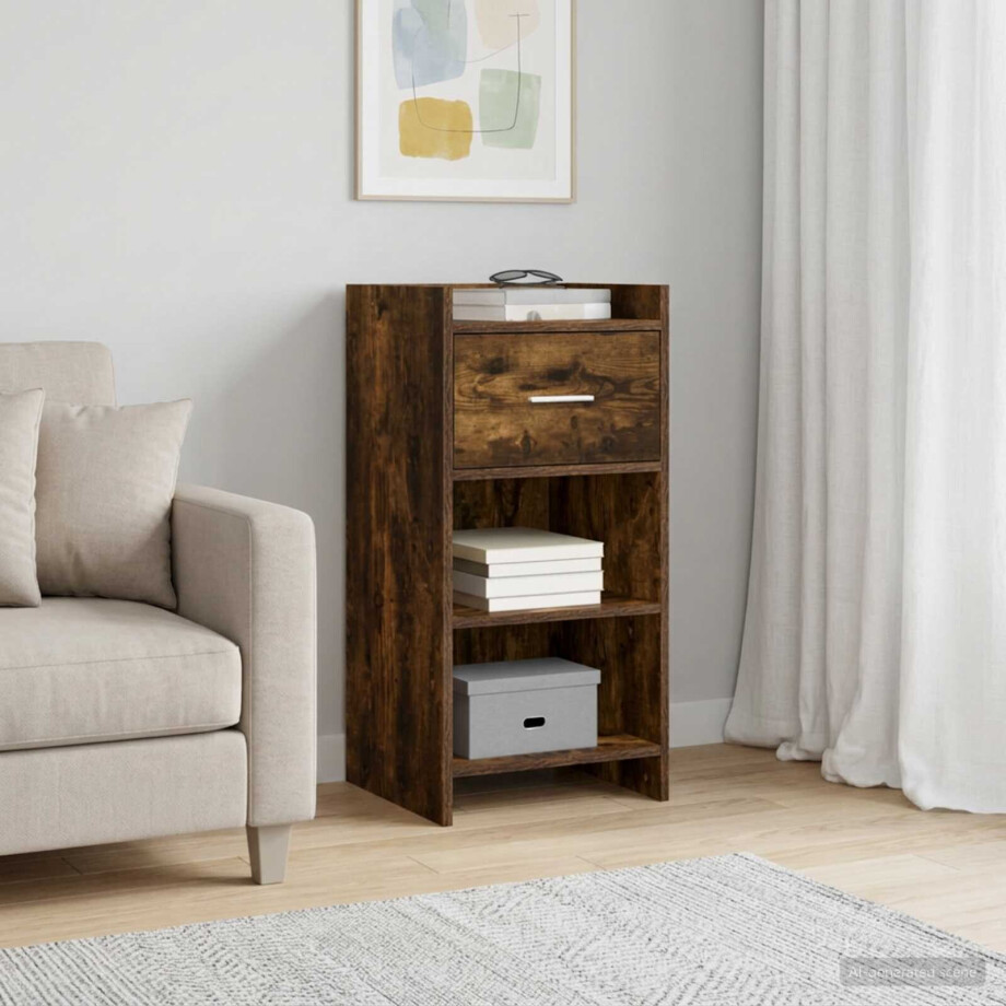 vidaXL Dressoir Gerookt eiken 40 x 36 x 80 cm Bewerkt hout afbeelding 1