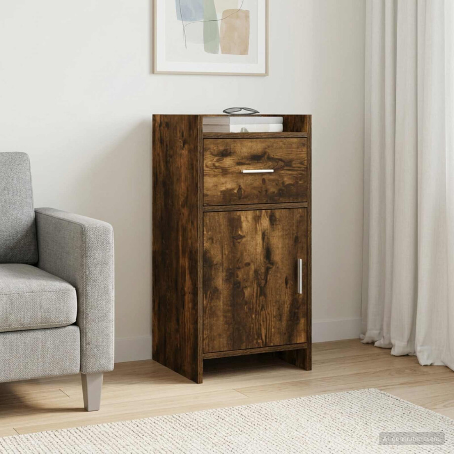 vidaXL Dressoir Gerookt eiken 40 x 36 x 80 cm Bewerkt hout afbeelding 1