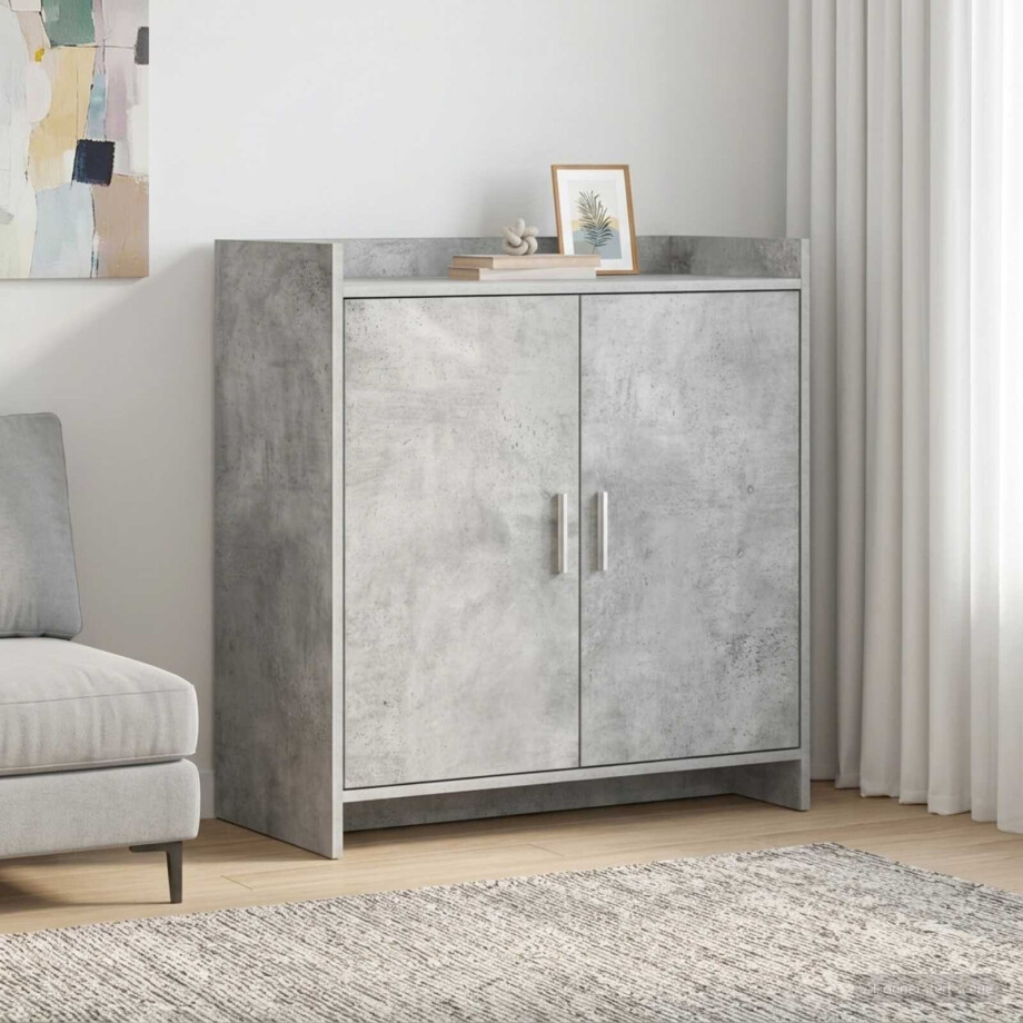 vidaXL Dressoir Betongrijs 72 x 36 x 80 cm Bewerkt hout afbeelding 1