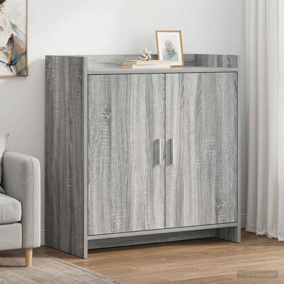 vidaXL Dressoir Grijs Sonoma 72 x 36 x 80 cm Bewerkt hout afbeelding 1