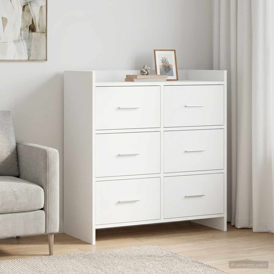 vidaXL Dressoir Wit 75 x 33 x 80 cm Bewerkt hout afbeelding 1