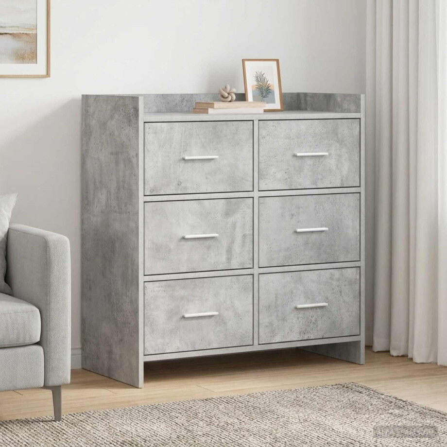 vidaXL Dressoir Betongrijs 75 x 33 x 80 cm Bewerkt hout afbeelding 1