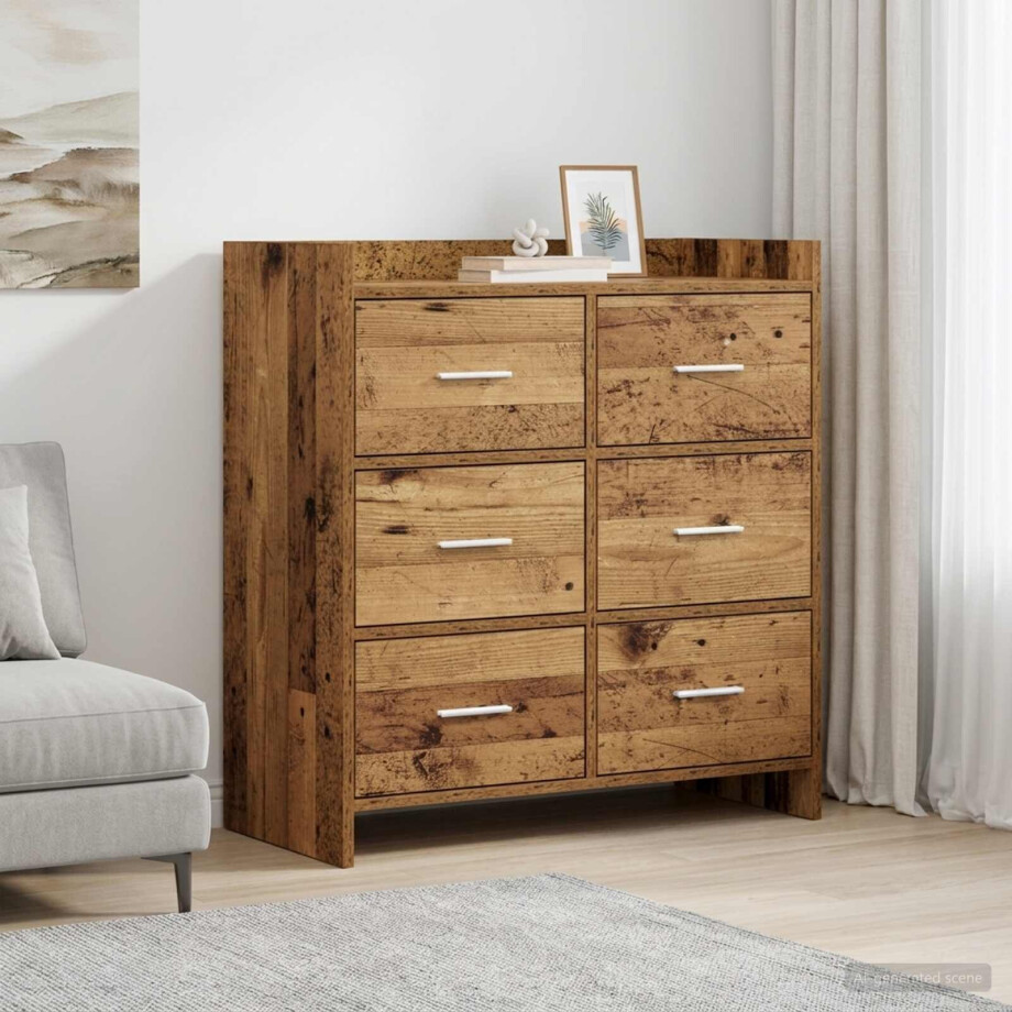 vidaXL Dressoir Oud hout 75 x 33 x 80 cm Bewerkt hout vidaXL Dressoir Oud hout 75 x 33 x 80 cm Bewerkt hout afbeelding 1