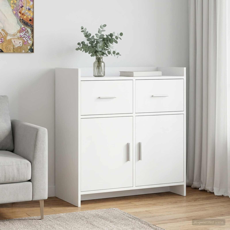 vidaXL Dressoir Wit 75 x 36 x 80 cm Bewerkt hout afbeelding 1