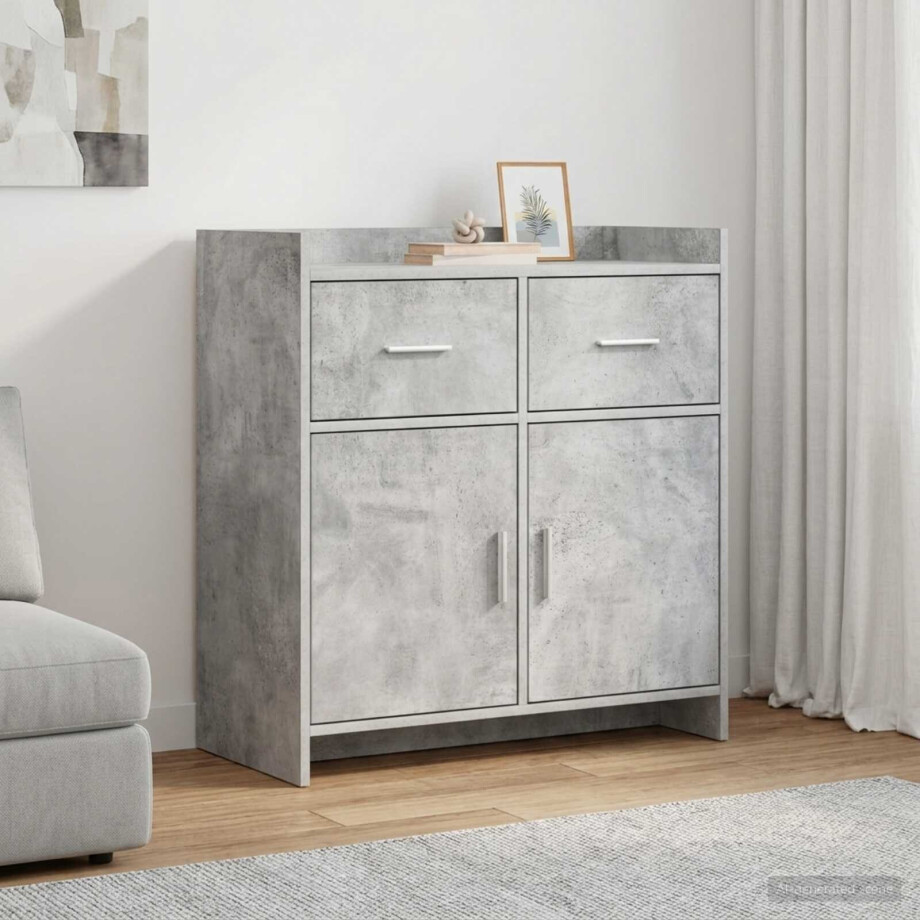 vidaXL Dressoir Betongrijs 75 x 36 x 80 cm Bewerkt hout afbeelding 1