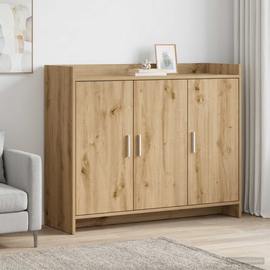 vidaXL Dressoir Artisanaal eiken 98,5 x 33 x 80 cm Bewerkt hout afbeelding 1