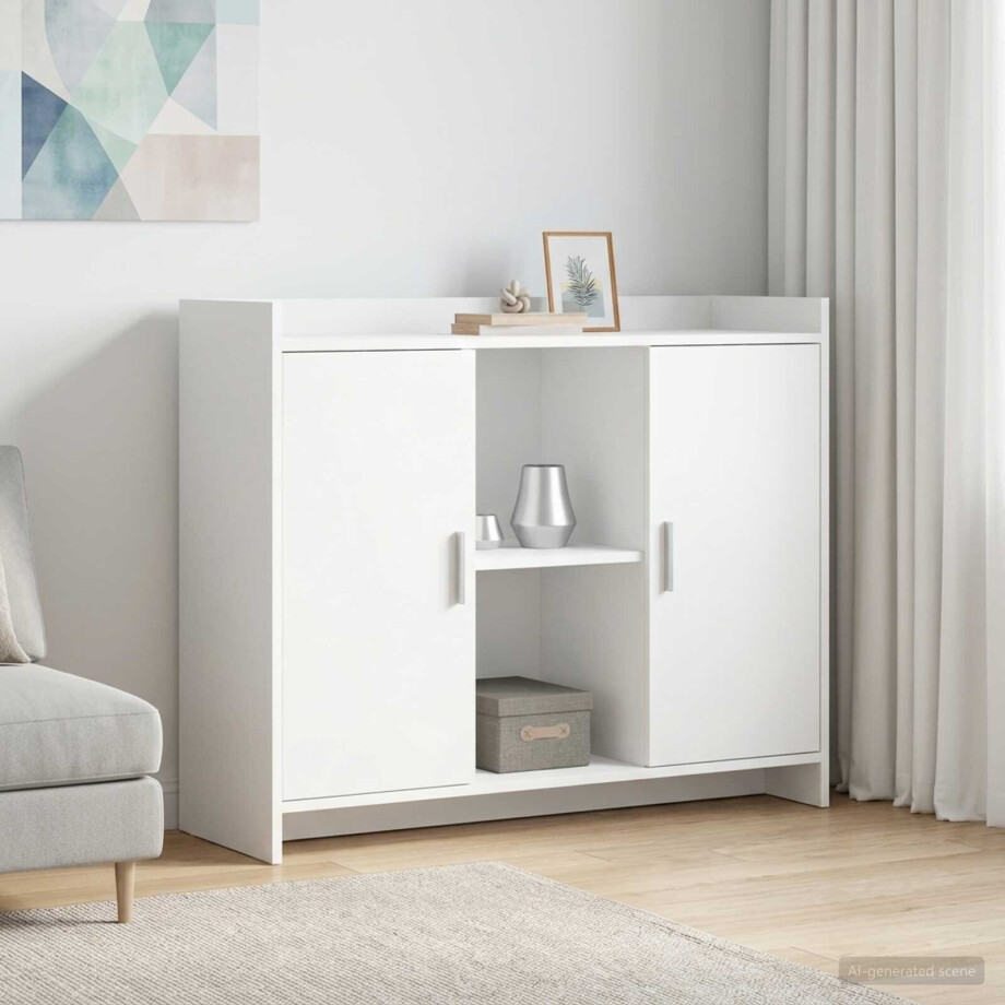 vidaXL Dressoir Wit 98,5 x 33 x 80 cm Bewerkt hout afbeelding 1