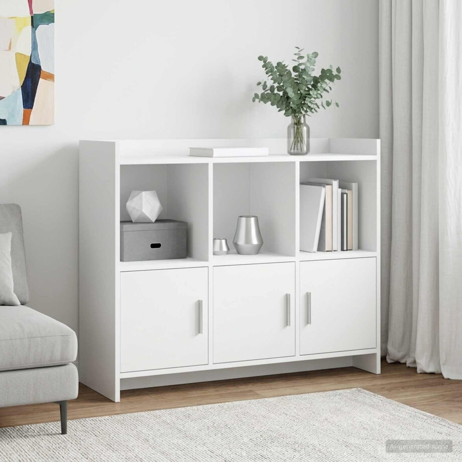 vidaXL Dressoir Wit 98,5 x 33 x 80 cm Bewerkt hout afbeelding 1