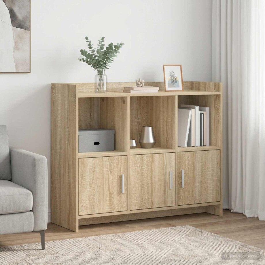 vidaXL Dressoir Sonoma Eiken 98,5 x 33 x 80 cm Bewerkt hout vidaXL Dressoir Sonoma Eiken 98,5 x 33 x 80 cm Bewerkt hout afbeelding 1