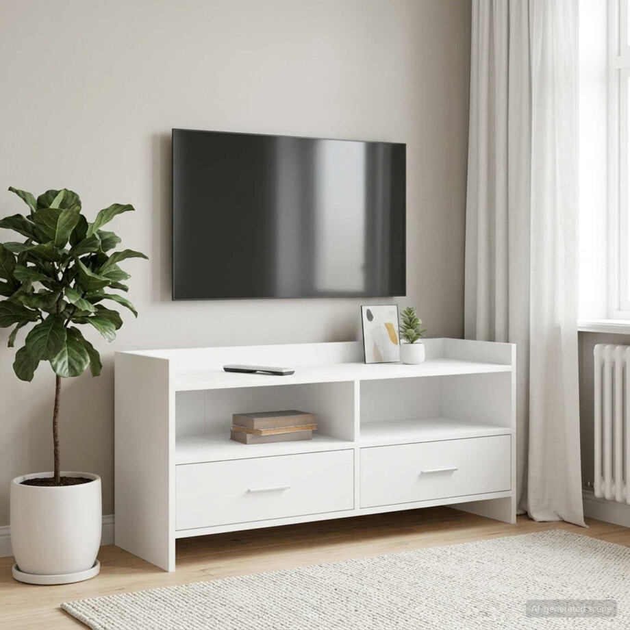 vidaXL TV-kast 100 x 33 x 47 cm Wit Bewerkt hout vidaXL TV-kast 100 x 33 x 47 cm Wit Bewerkt hout afbeelding 1