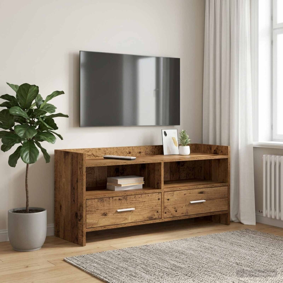 vidaXL TV-kast 100 x 33 x 47 cm Oud hout Bewerkt hout afbeelding 1