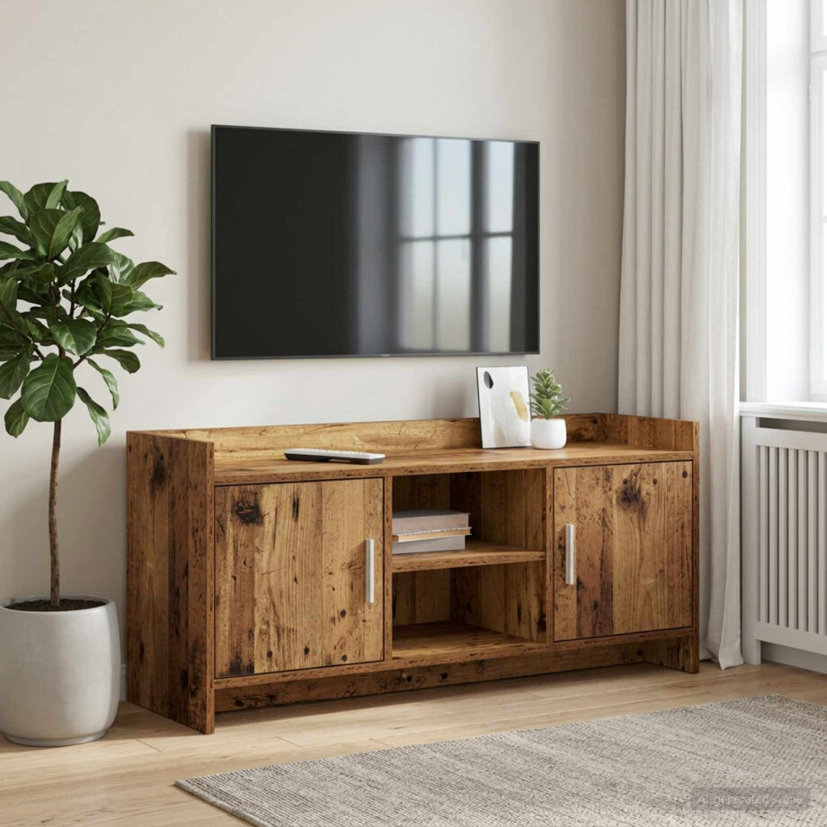 vidaXL TV-kast 102 x 33 x 47 cm Oud hout Bewerkt hout afbeelding 1