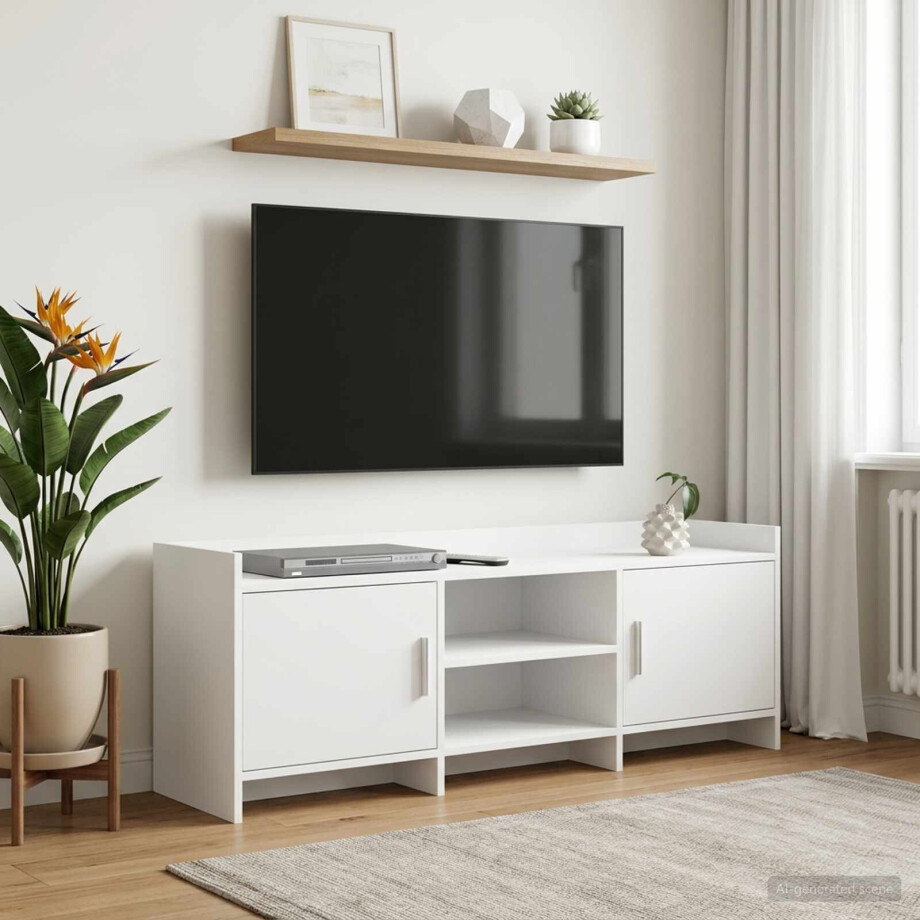 vidaXL TV-kast 130 x 33 x 47 cm Wit Bewerkt hout vidaXL TV-kast 130 x 33 x 47 cm Wit Bewerkt hout afbeelding 1