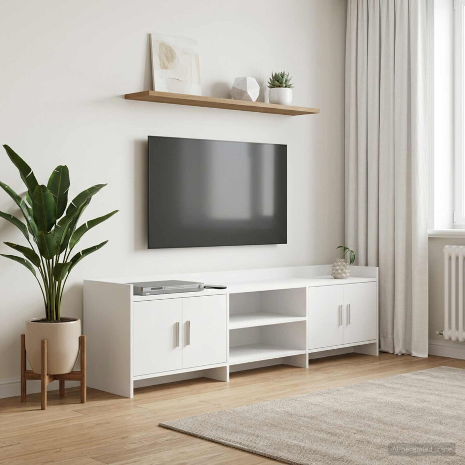 vidaXL TV-kast 168 x 33 x 47 cm Wit Bewerkt hout afbeelding 1