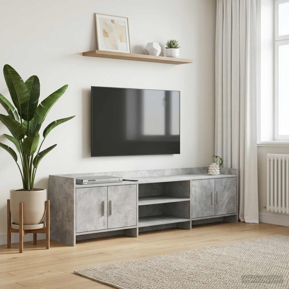 vidaXL TV-kast 168 x 33 x 47 cm Betongrijs Bewerkt hout afbeelding 1