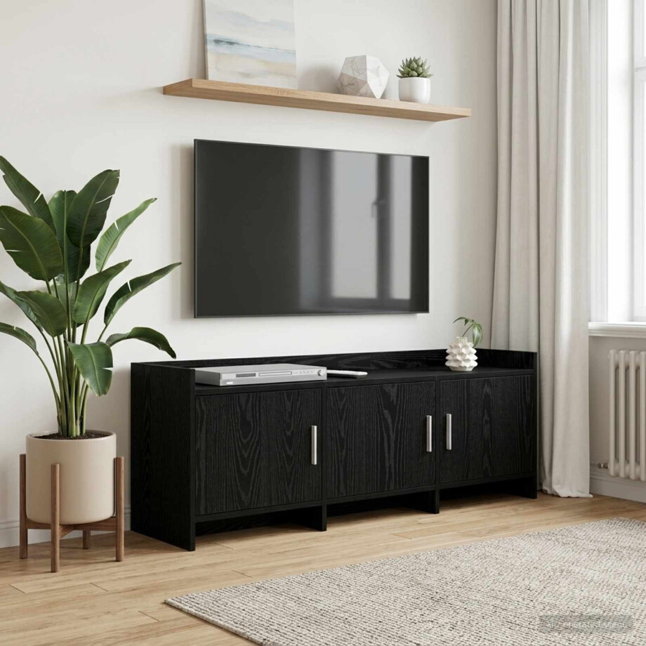 vidaXL TV-kast 130 x 33 x 47 cm Zwart eiken Bewerkt hout afbeelding 1