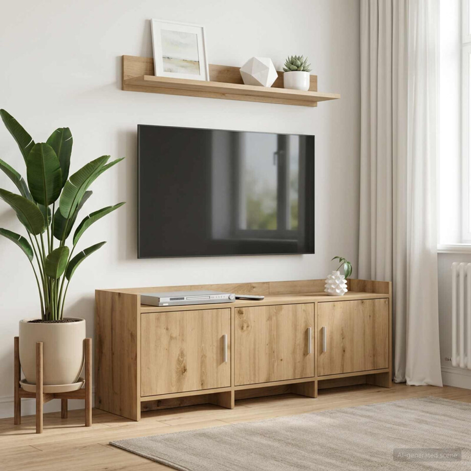vidaXL TV-kast 130 x 33 x 47 cm Artisanaal eiken Bewerkt hout vidaXL TV-kast 130 x 33 x 47 cm Artisanaal eiken Bewerkt hout afbeelding 1